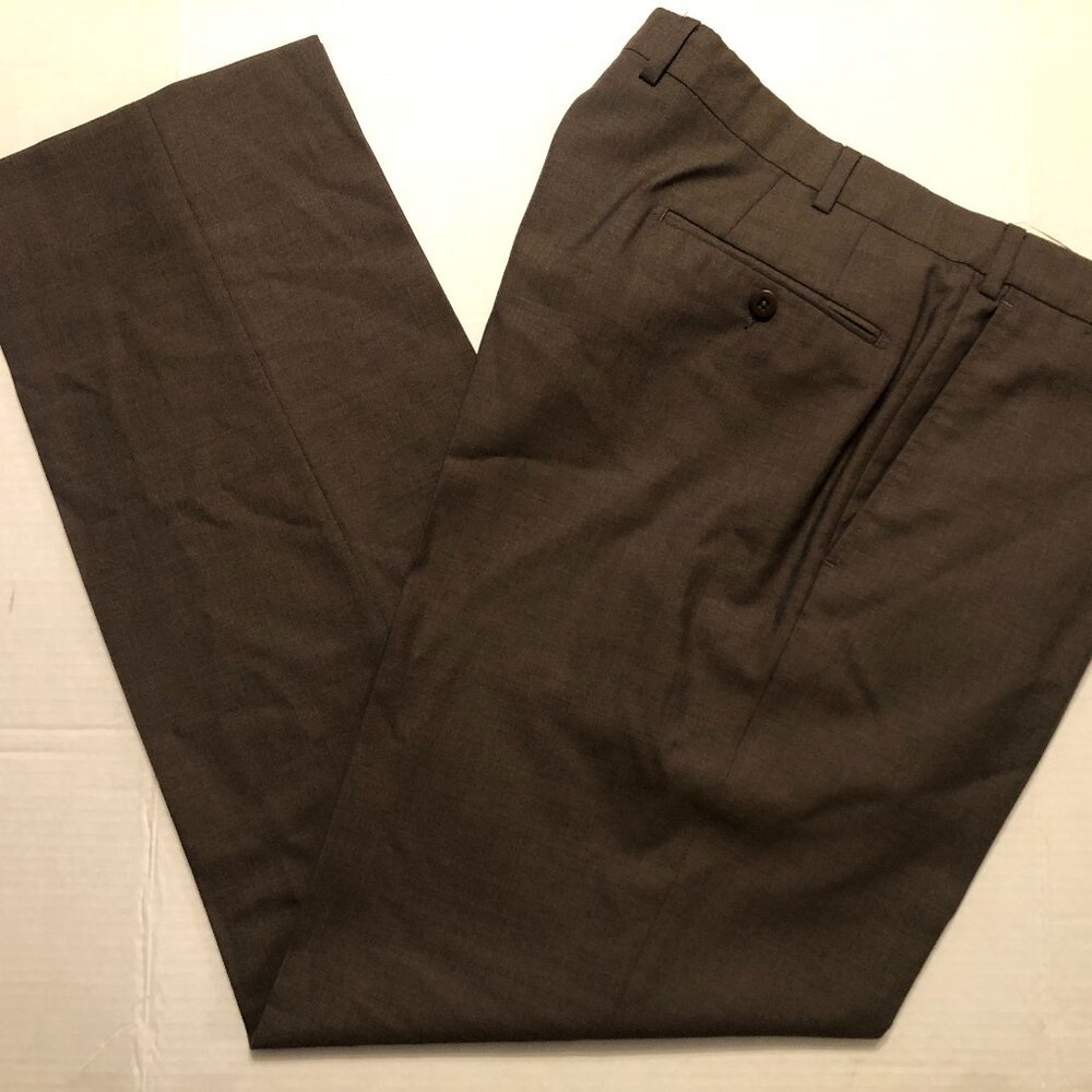 ERMENEGILDO ZEGNA MEN'S  100%WOOL DRESS PANTS FLAT FRONT NO CUFFS SIZE: 38/32